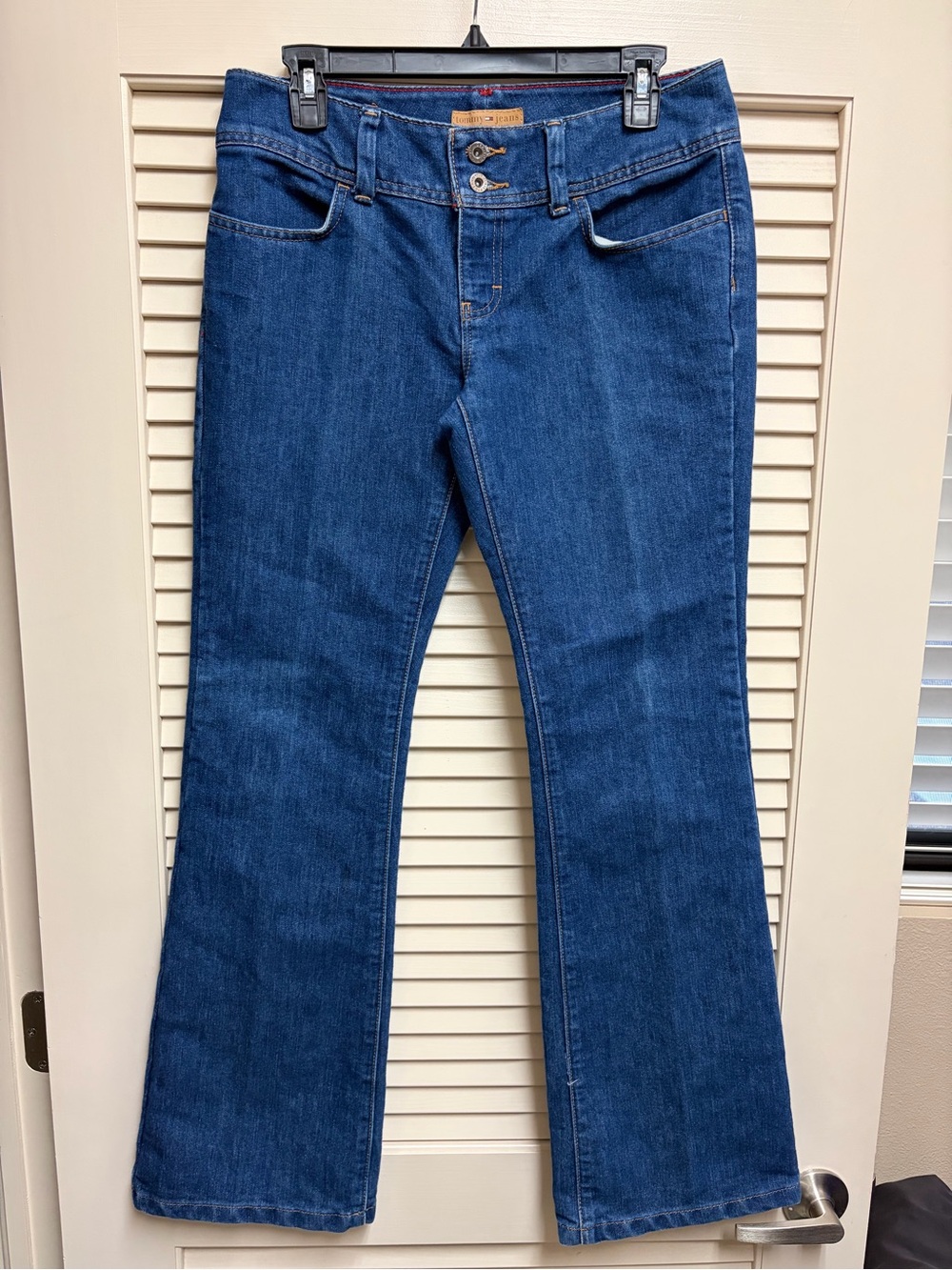 VTG Tommy Jeans Womens Size 7 Bootcut Flare Blue 2005 Denim Double Button 32x32